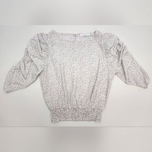 Anthropologie Paper Crane Ruched Sleeved Blouse Women's Size Small Wild Dashes